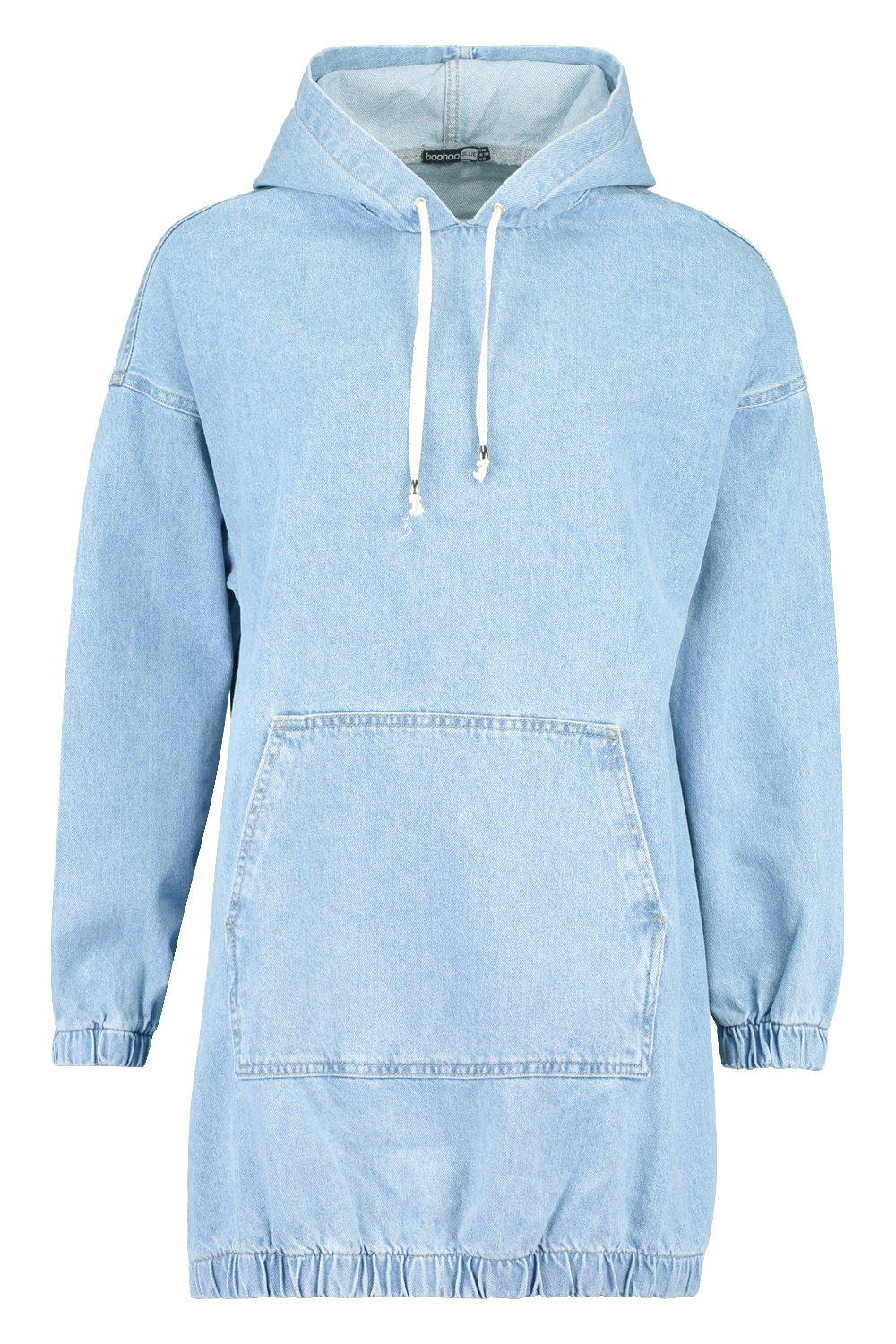 Hooded Denim Pullover Dress